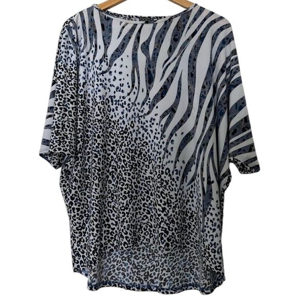 Clara Sun Woo Lagenlook Top Slinky Travel Artsy Relaxed Fit Animal Print Size XS - Picture 1 of 7